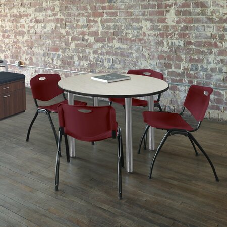 KEE Round Tables > Breakroom Tables > Kee Round Table & Chair Sets, 48 W, 48 L, 29 H, Maple TB48RNDPLBPCM47BY